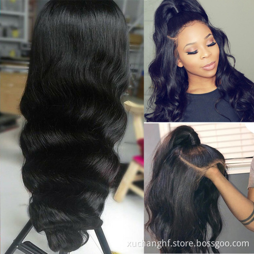Natural Glueless Brazilian Human Hair Body Wave Front Wig Dyeable Virgin Frontal Lace Wigs For Black Women